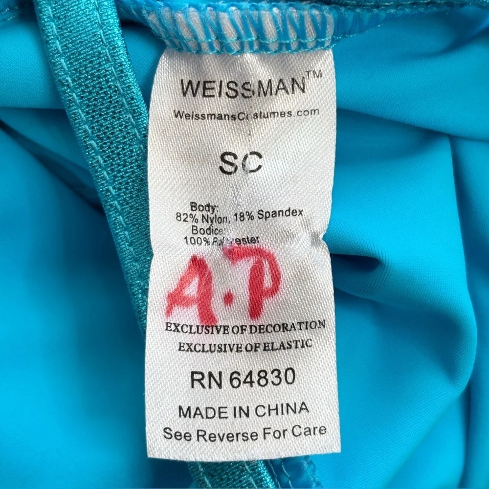 Weissman Showtime Dance Costume 10425 Size SC Blue Fringe Sequins Skating Tap